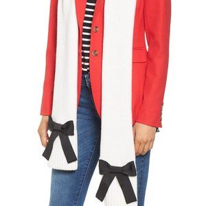Kate Spade New York Grosgrain Bow Ivory Muffler Scarf NWT